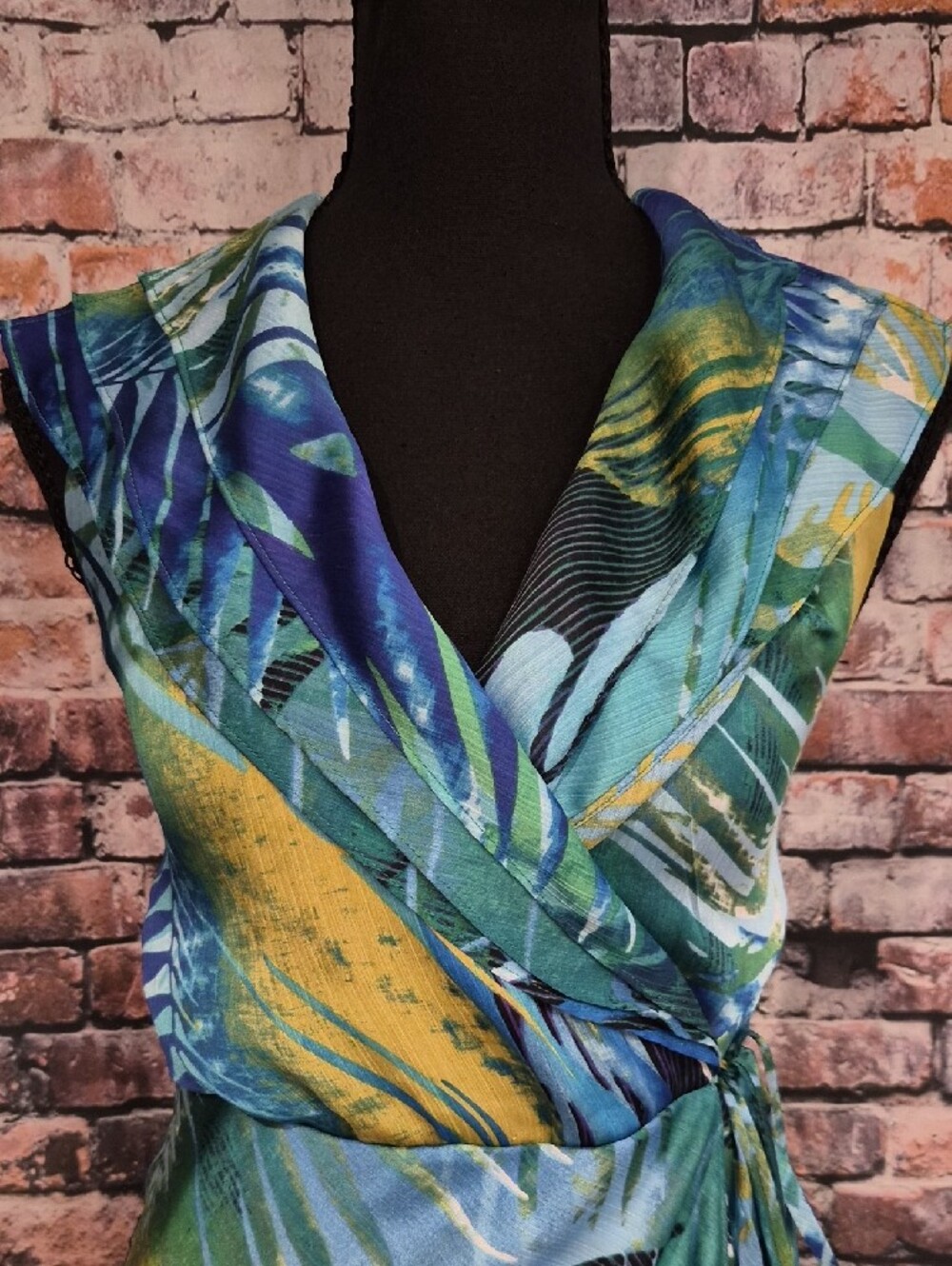 Cache Blue & Yellow Tropical Wrap Maxi Dress - Picture 3 of 9